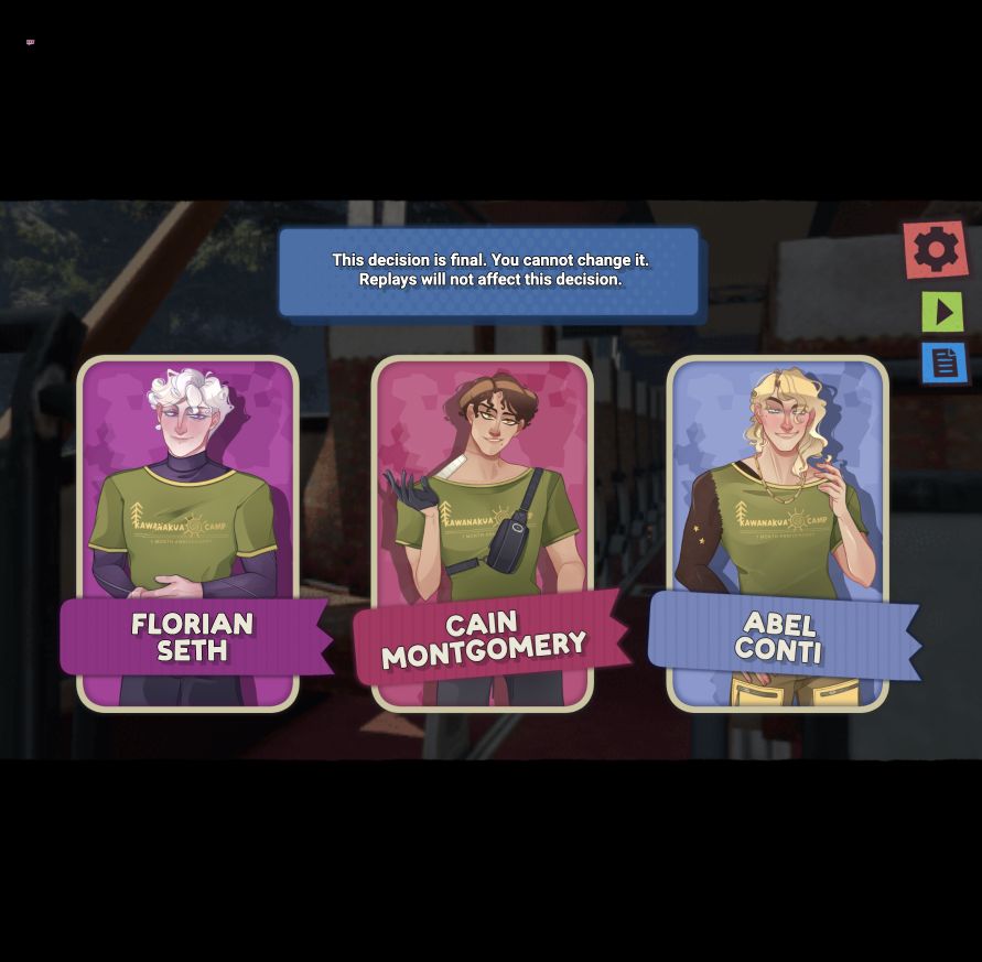 Florian Seth, Cain Montgomery and Abel Conti beneath the final-decision warning