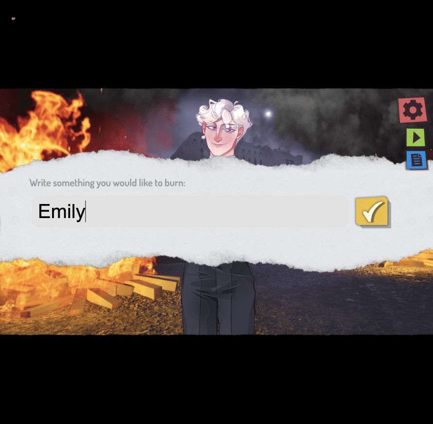 Emily typed into the bonfire input beside a yellow check