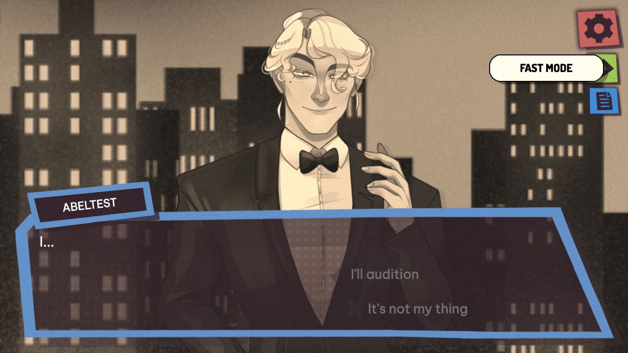 Abel theater invitation with I’ll audition and It’s not my thing